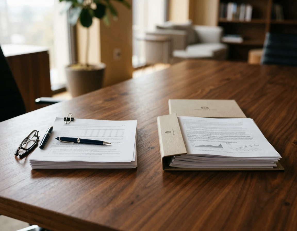 두 가지 금융 상품 서류를 비교하는 모습