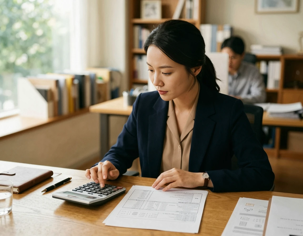 보험료 할증과 감가상각을 계산하는 서류와 계산기
