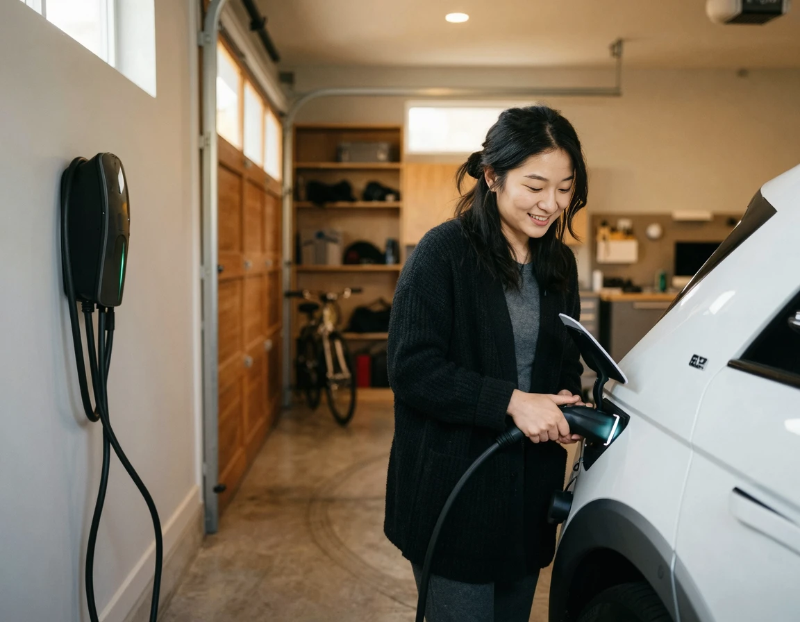 전기차 충전 포트 연결 모습