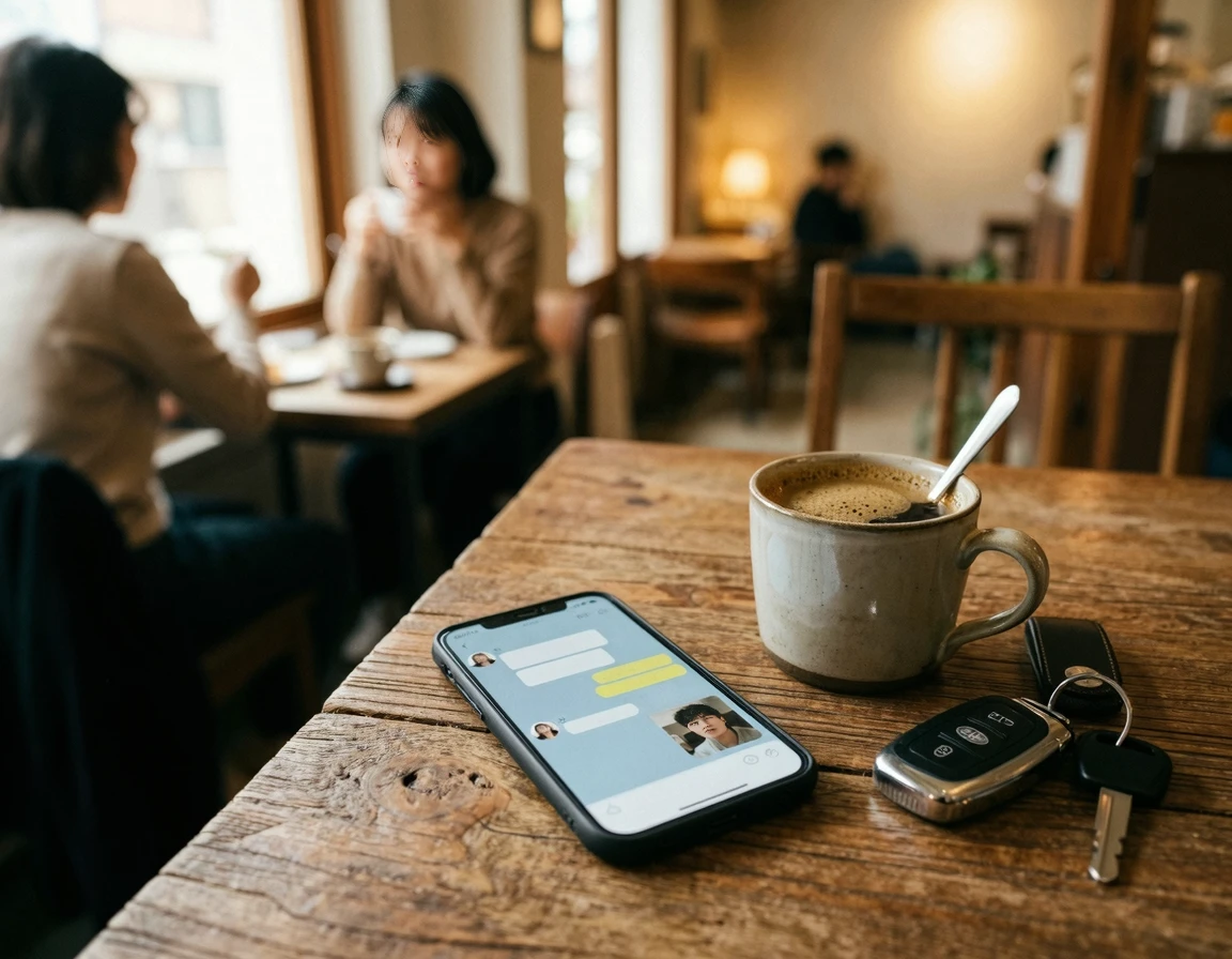 직거래를 위해 스마트폰으로 연락을 주고받는 모습