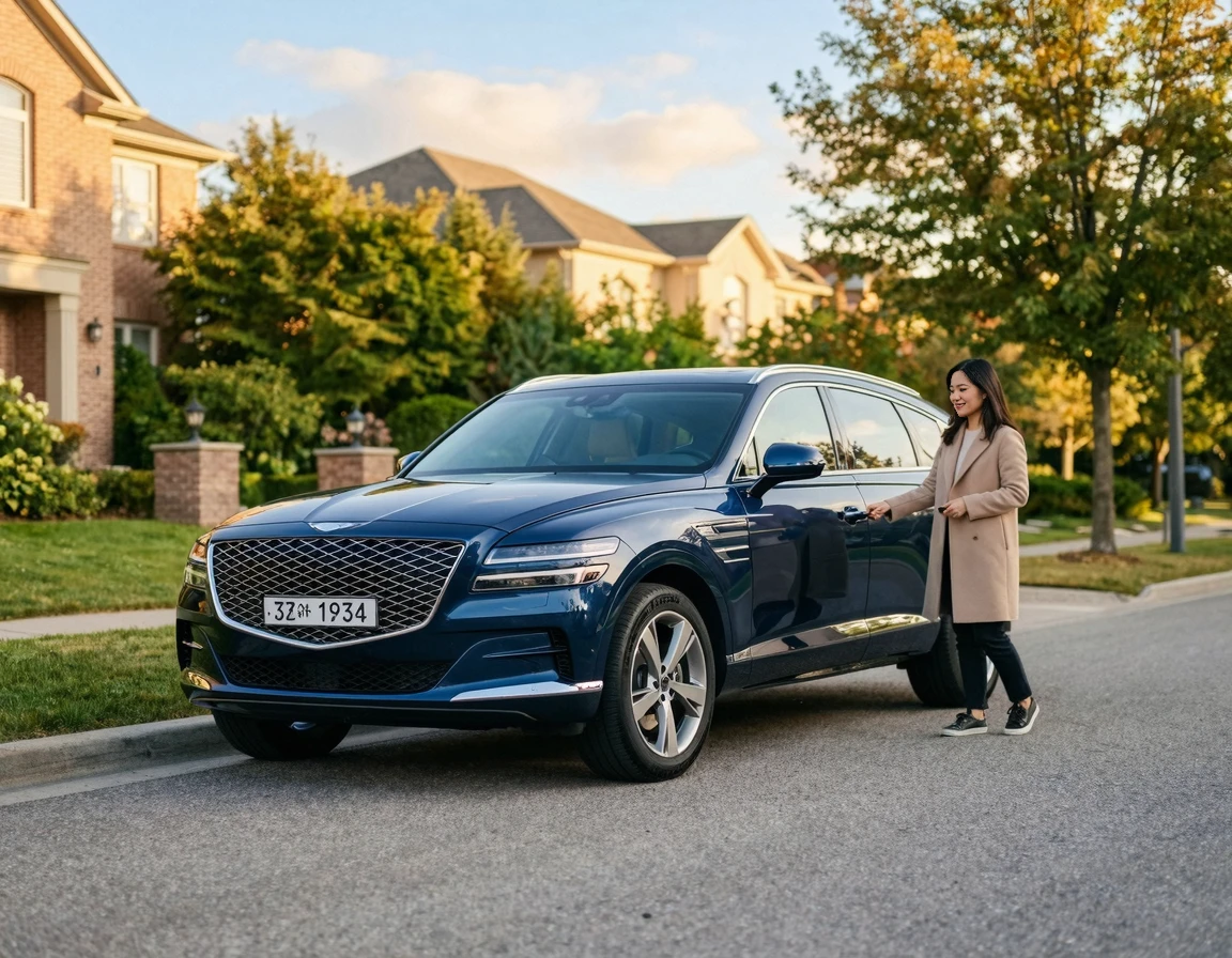 햇살 아래 주차된 깔끔한 상태의 SUV 차량