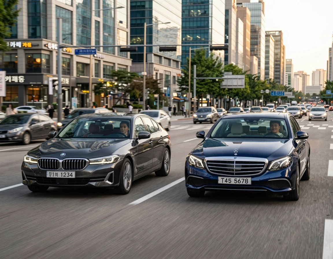 BMW 5시리즈와 벤츠 E클래스 주행 모습