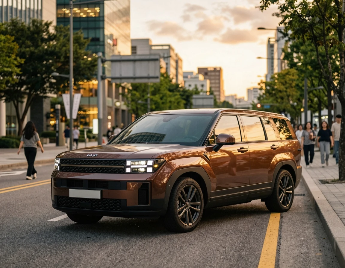 도심에 주차된 세련된 중형 SUV