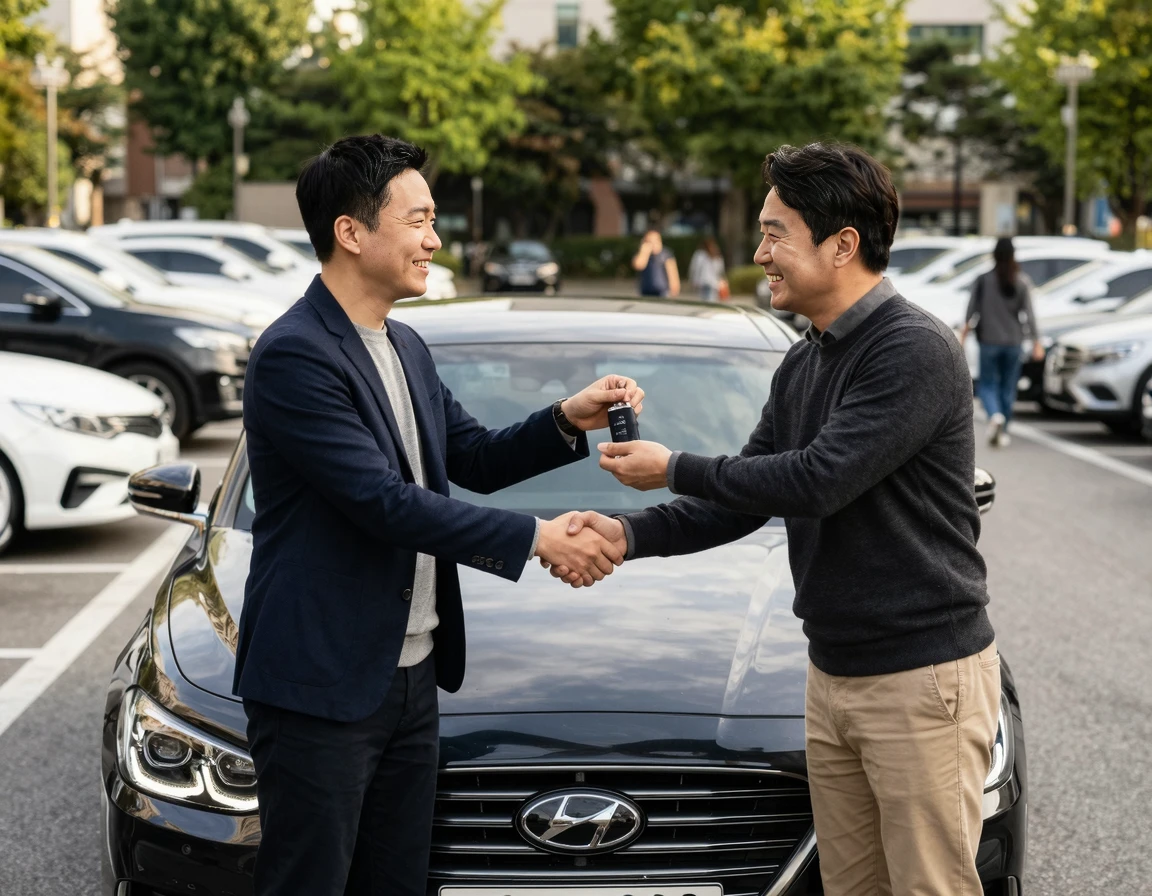 장기렌트 계약 승계를 통해 차량을 넘겨주는 모습