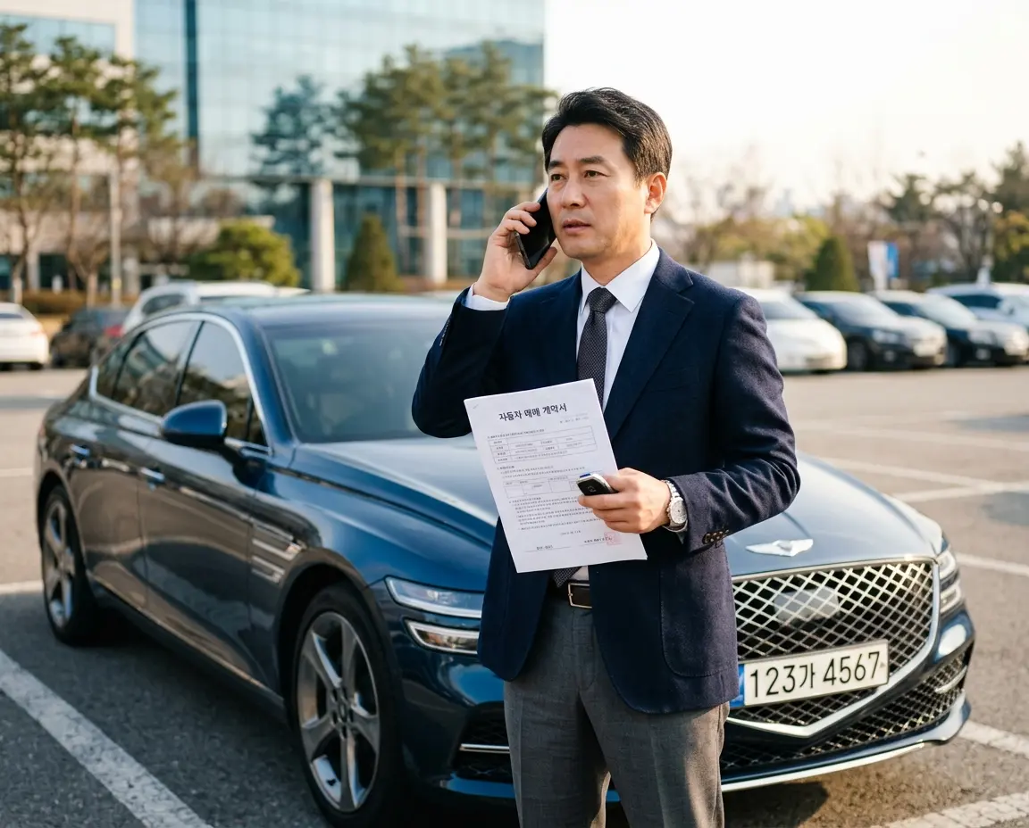 탁송 현장에서 렌트사 고객센터에 즉각적으로 이의를 제기하는 모습