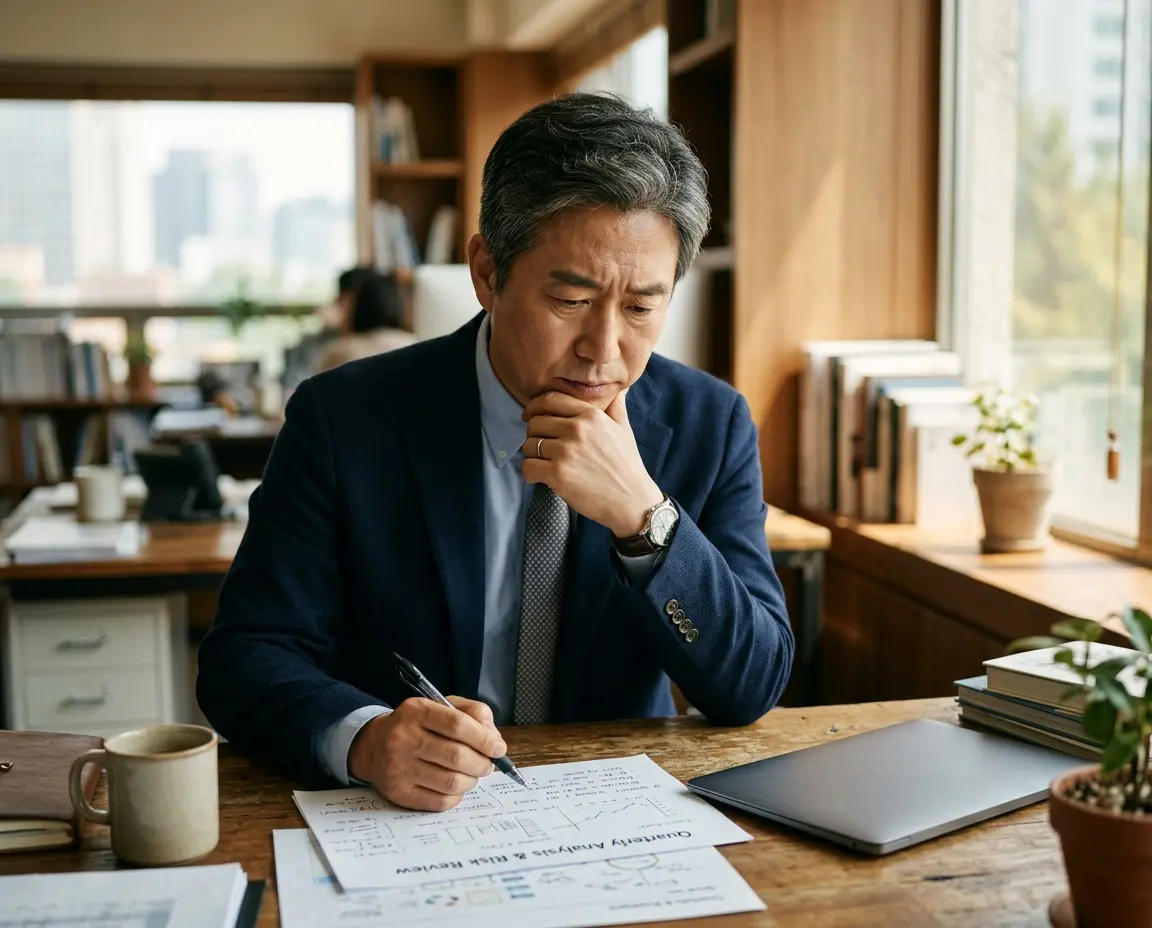 계약서 서명 전 고민하는 남성